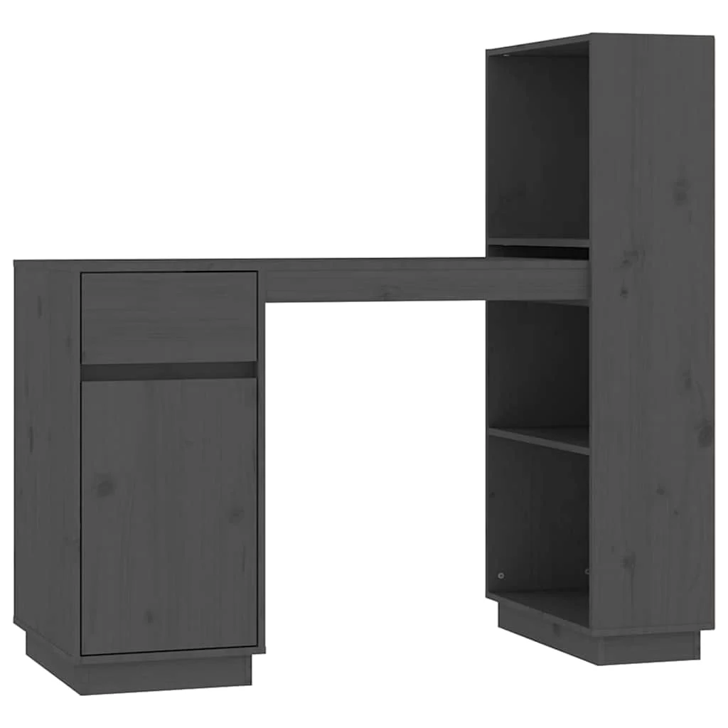 Bureau 110 x 53 x 117 cm gris bois massif – vue de côté
