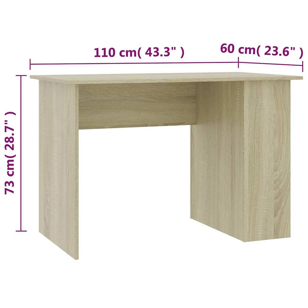 Bureau 110 x 60 x 73 cm chêne sonoma aggloméré – vue de dos