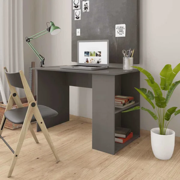 Bureau 110 x 60 x 73 cm gris brillant aggloméré – vue d’ensemble