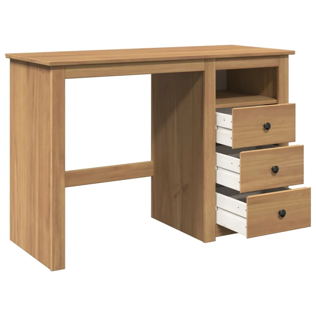 Bureau 112 x 45 x 75 cm brun bois massif – vue de dessus