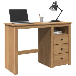 Bureau 112 x 45 x 75 cm brun bois massif – vue d’ensemble