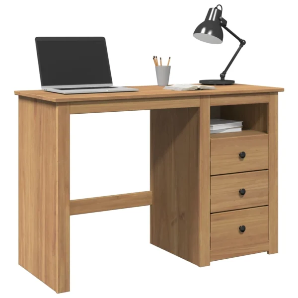 Bureau 112 x 45 x 75 cm brun bois massif – vue d’ensemble
