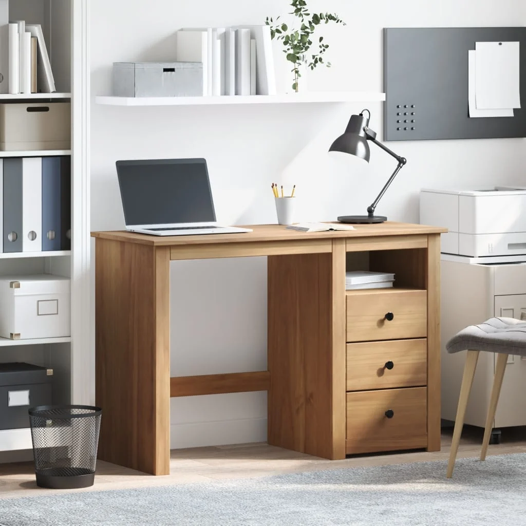 Bureau 112 x 45 x 75 cm brun bois massif – vue de détail