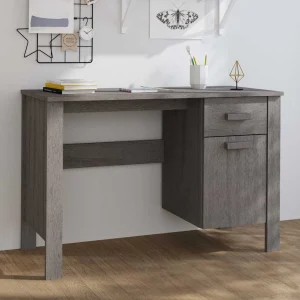 Bureau 113 x 50 x 75 cm gris clair bois massif – vue d’ensemble