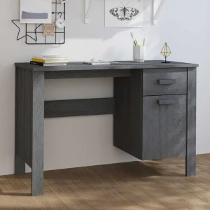 Bureau 113 x 50 x 75 cm gris foncé bois massif – vue d’ensemble