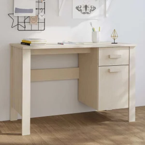Bureau 113 x 50 x 75 cm marron miel bois massif – vue d’ensemble