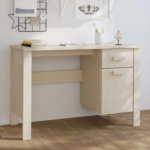 Bureau 113 x 50 x 75 cm marron miel bois massif – vue d’ensemble