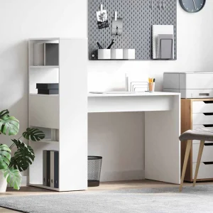 Bureau 113 x 54 x 120 cm blanc bois d'ingénierie – vue d’ensemble