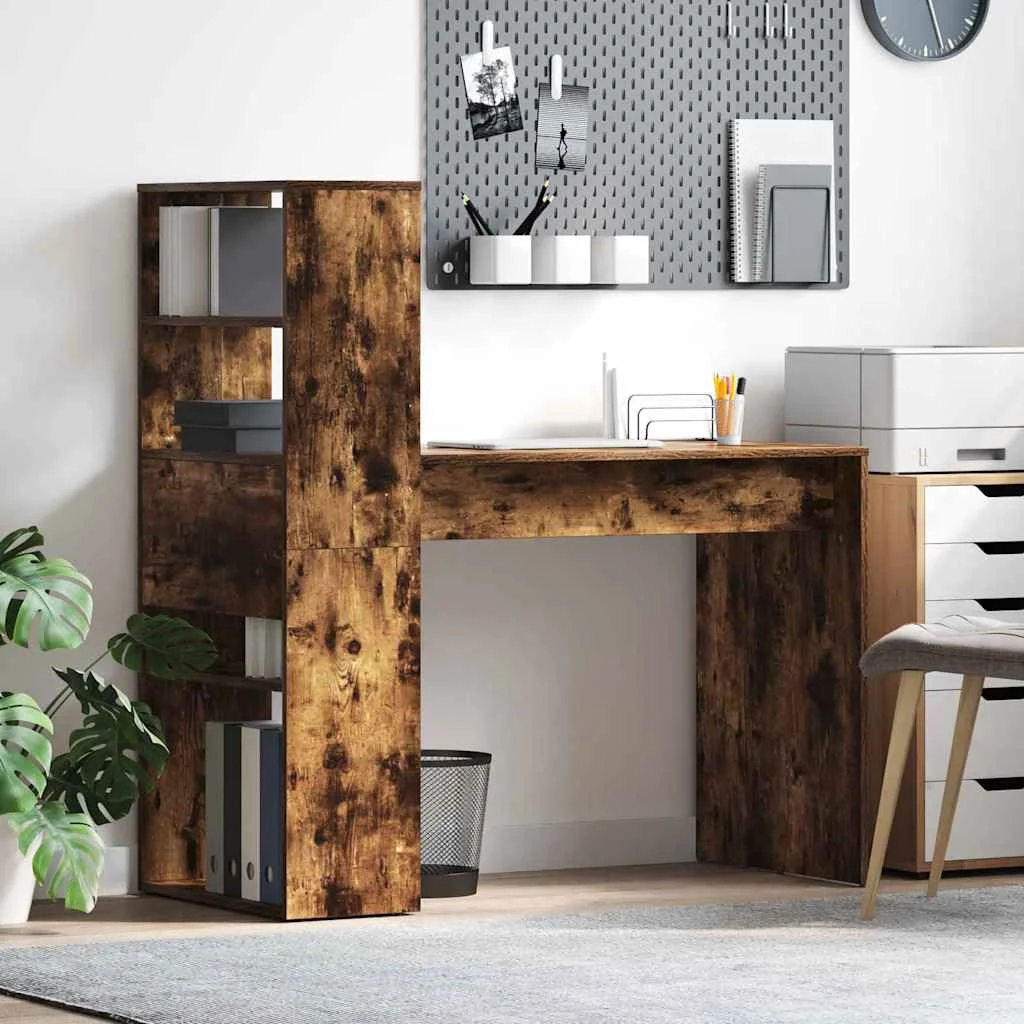 Bureau 113 x 54 x 120 cm chêne fumé bois d'ingénierie – vue d’ensemble