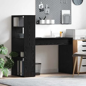Bureau 113 x 54 x 120 cm chêne noir bois d'ingénierie – vue d’ensemble