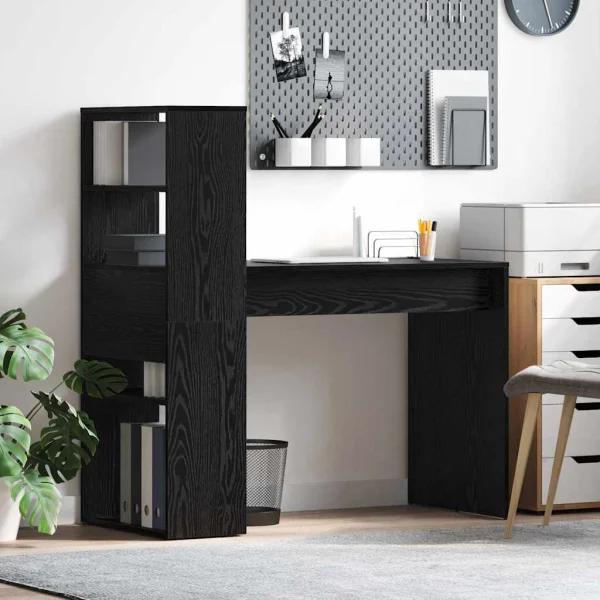 Bureau 113 x 54 x 120 cm chêne noir bois d'ingénierie – vue d’ensemble