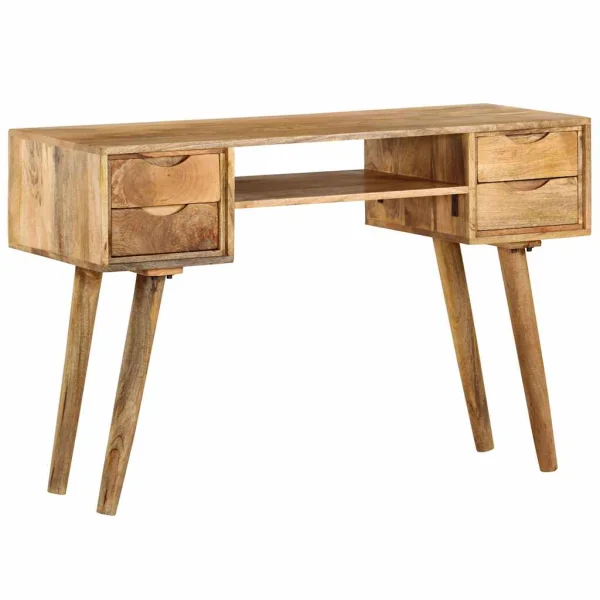 Bureau 115 x 47 x 76 cm brun bois massif de manguier – vue d’ensemble