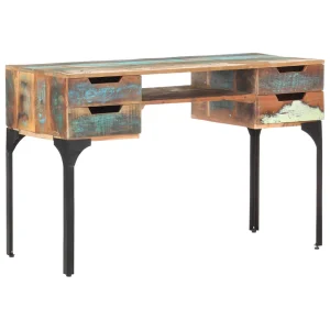 Bureau 118 x 48 x 75 cm multicolore bois massif de récupération – vue d’ensemble