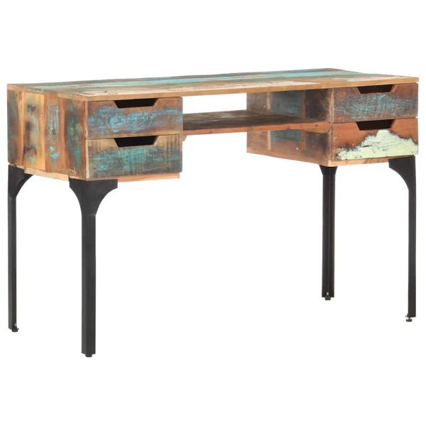 Bureau 118 x 48 x 75 cm multicolore bois massif de récupération – vue d’ensemble