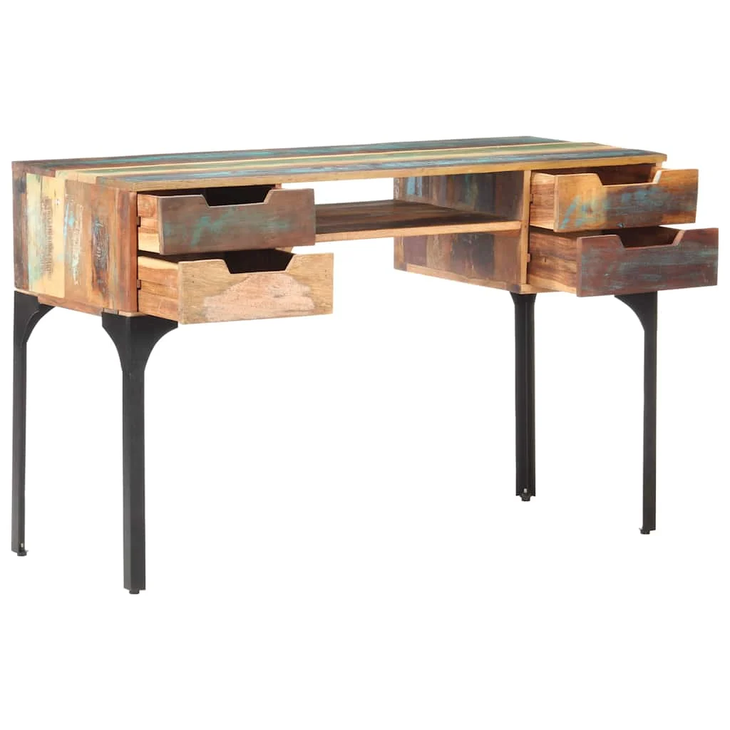 Bureau 118 x 48 x 75 cm multicolore bois massif de récupération – vue de côté