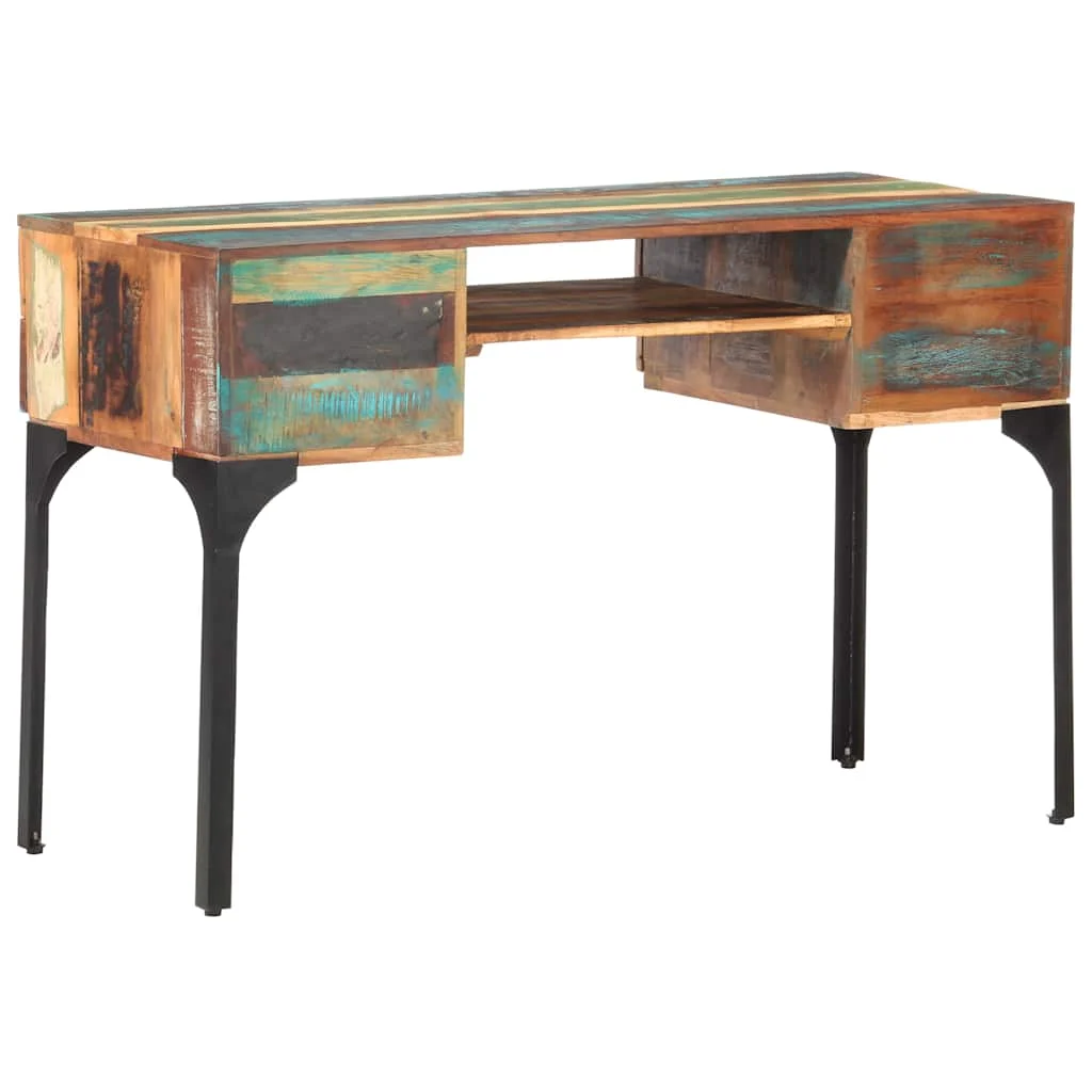 Bureau 118 x 48 x 75 cm multicolore bois massif de récupération – vue en situation