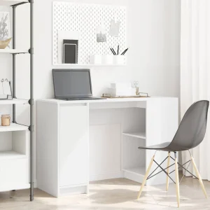 Bureau 120 x 42 x 76 cm blanc bois d'ingénierie – vue d’ensemble