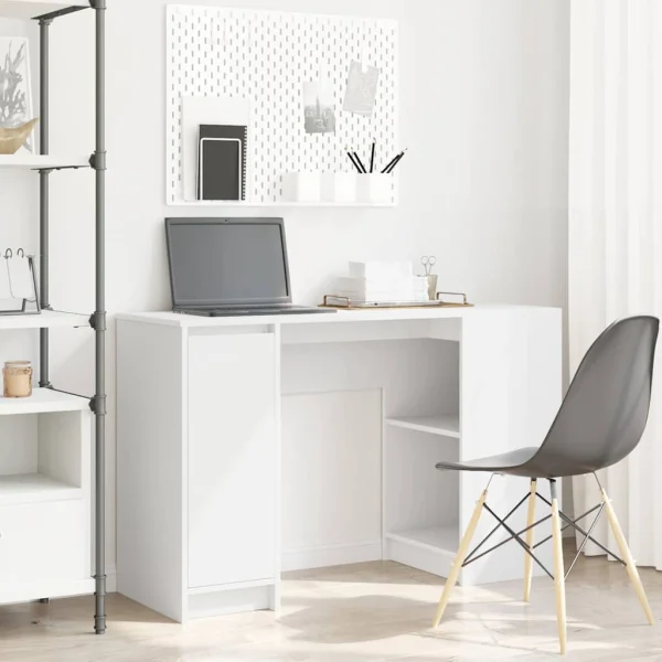 Bureau 120 x 42 x 76 cm blanc bois d'ingénierie – vue d’ensemble
