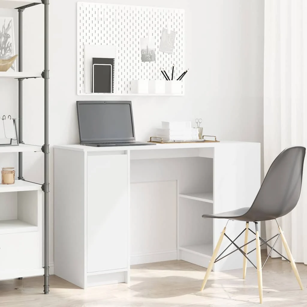 Bureau 120 x 42 x 76 cm blanc bois d'ingénierie – vue d’ensemble