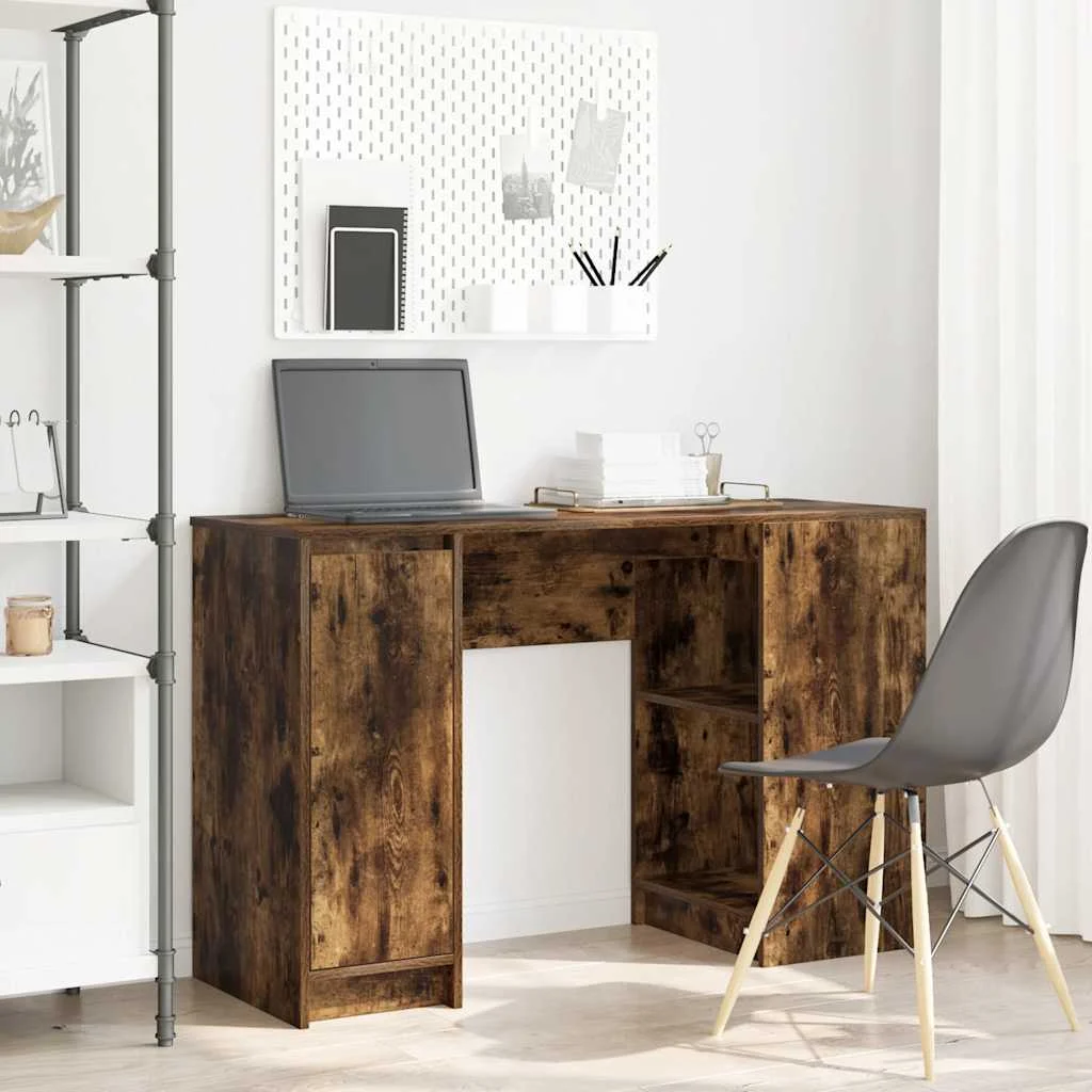 Bureau 120 x 42 x 76 cm chêne fumé bois d'ingénierie – vue d’ensemble