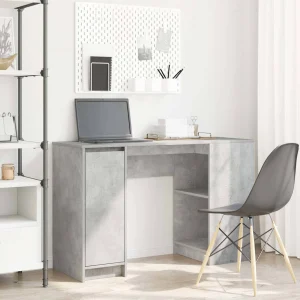 Bureau 120 x 42 x 76 cm gris béton bois d'ingénierie – vue d’ensemble