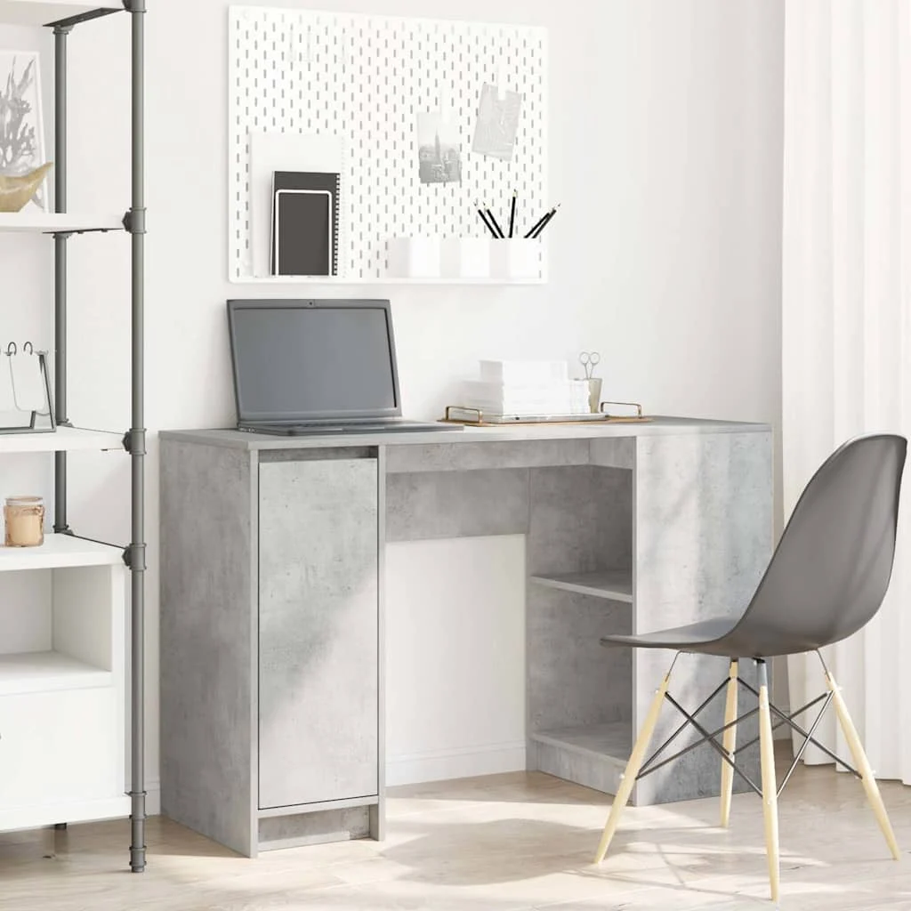 Bureau 120 x 42 x 76 cm gris béton bois d'ingénierie – vue d’ensemble
