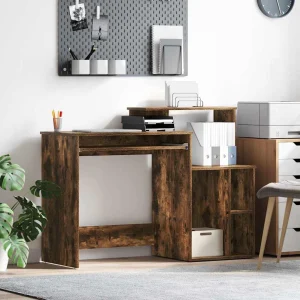 Bureau 120,5 x 44 x 88,5 cm chêne fumé bois d'ingénierie – vue d’ensemble