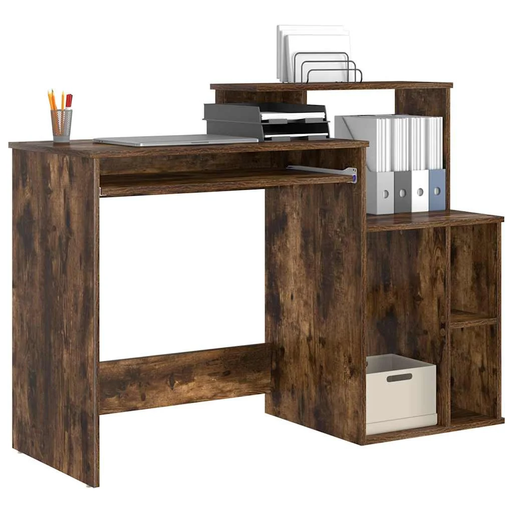 Bureau 120,5 x 44 x 88,5 cm chêne fumé bois d'ingénierie – vue de détail