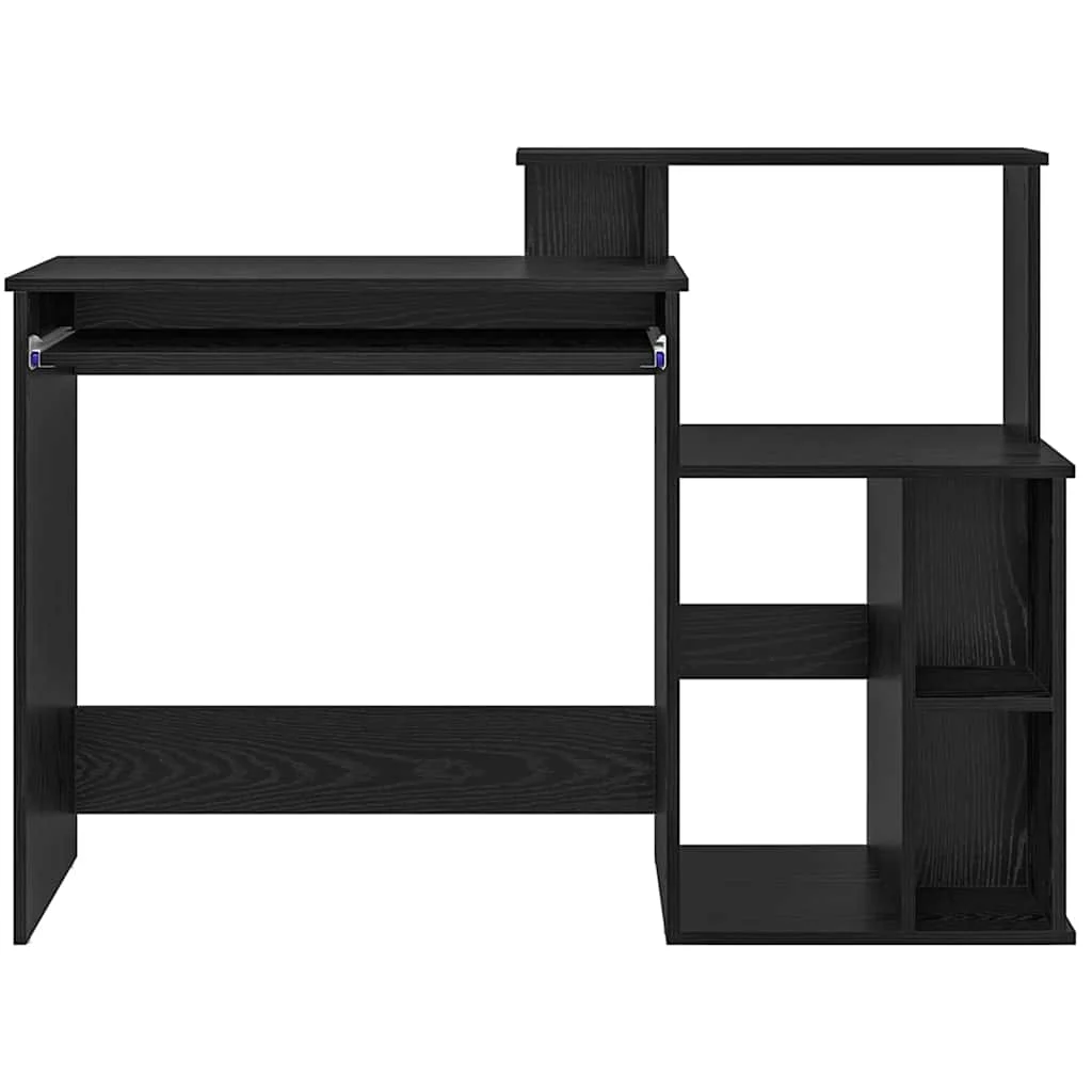 Bureau 120,5 x 44 x 88,5 cm chêne noir bois d'ingénierie – vue de dos