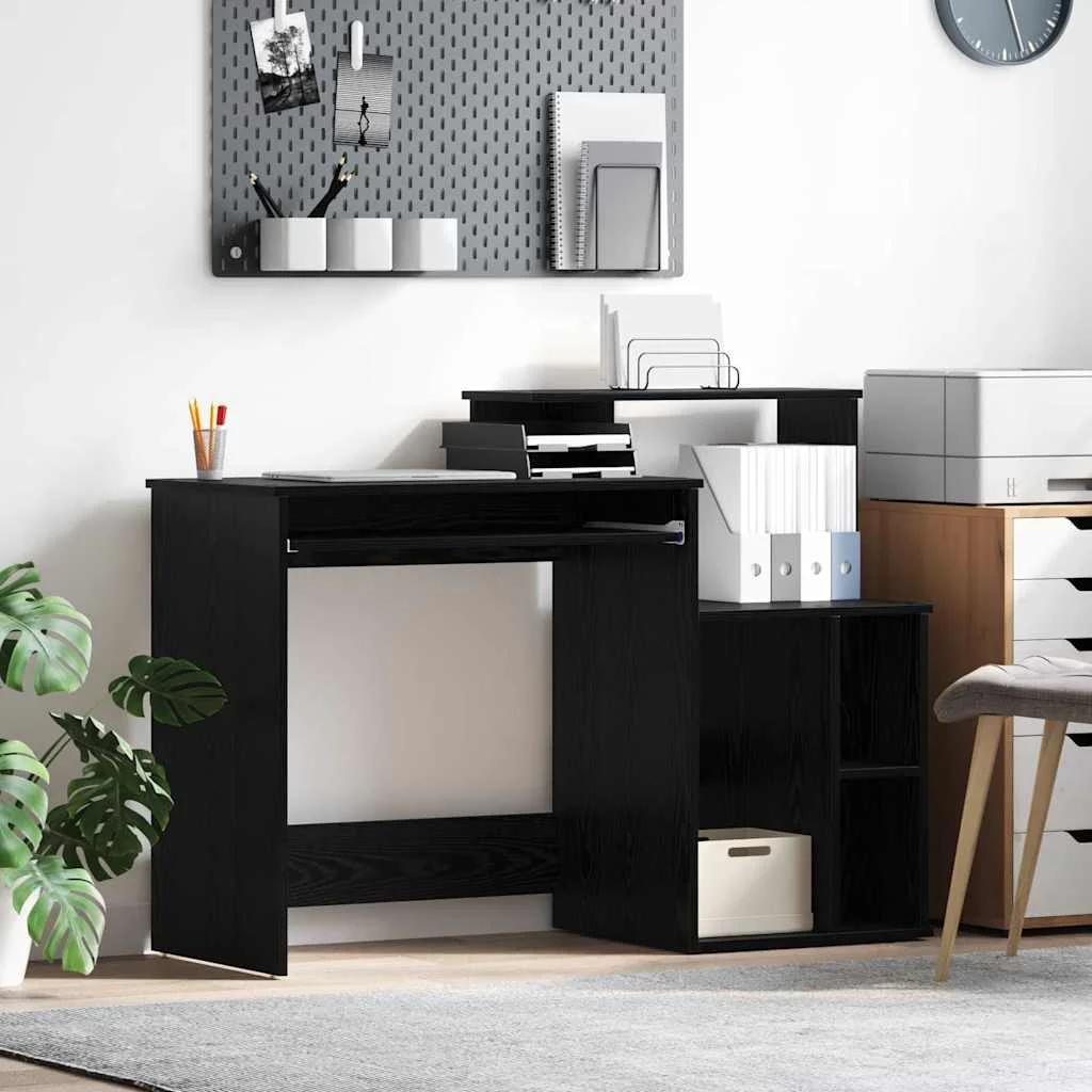 Bureau 120,5 x 44 x 88,5 cm chêne noir bois d'ingénierie – vue d’ensemble