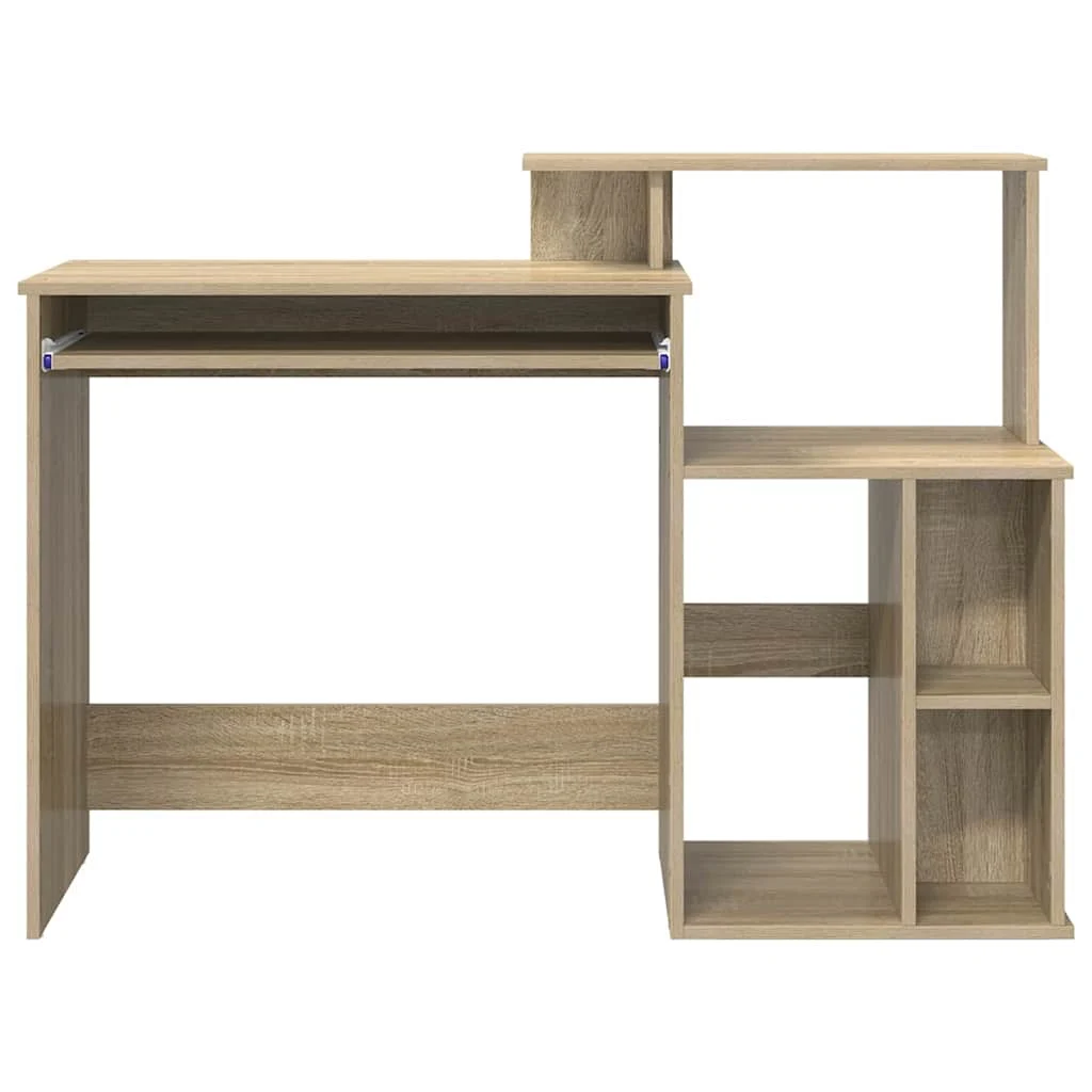 Bureau 120,5 x 44 x 88,5 cm chêne sonoma bois d'ingénierie – vue de dos