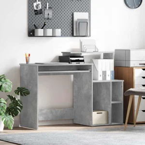 Bureau 120,5 x 44 x 88,5 cm gris béton bois d'ingénierie – vue d’ensemble