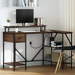 Bureau 120 x 79 x 86,5 cm chêne marron bois d'ingénierie – vue d’ensemble