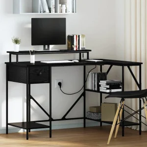 Bureau 120 x 79 x 86,5 cm chêne noir bois d'ingénierie – vue d’ensemble