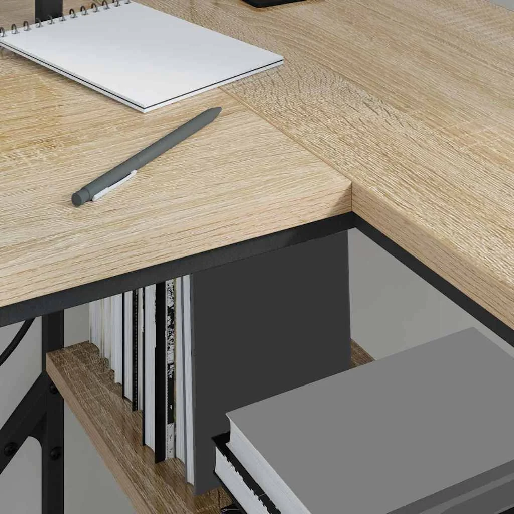 Bureau 120 x 79 x 86,5 cm chêne sonoma bois d'ingénierie – vue de dos