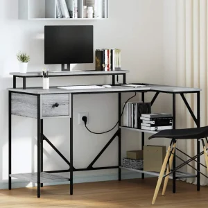 Bureau 120 x 79 x 86,5 cm sonoma gris bois d'ingénierie – vue d’ensemble