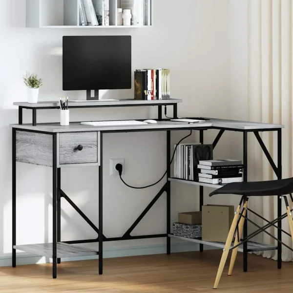 Bureau 120 x 79 x 86,5 cm sonoma gris bois d'ingénierie – vue d’ensemble