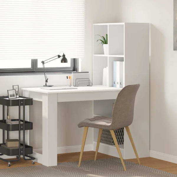Bureau 122 x 67 x 145 cm blanc bois d'ingénierie – vue d’ensemble