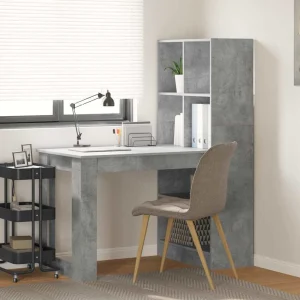 Bureau 122 x 67 x 145 cm gris béton bois d'ingénierie – vue d’ensemble