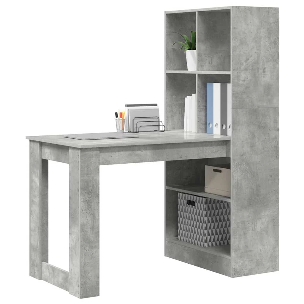 Bureau 122 x 67 x 145 cm gris béton bois d'ingénierie – vue de détail