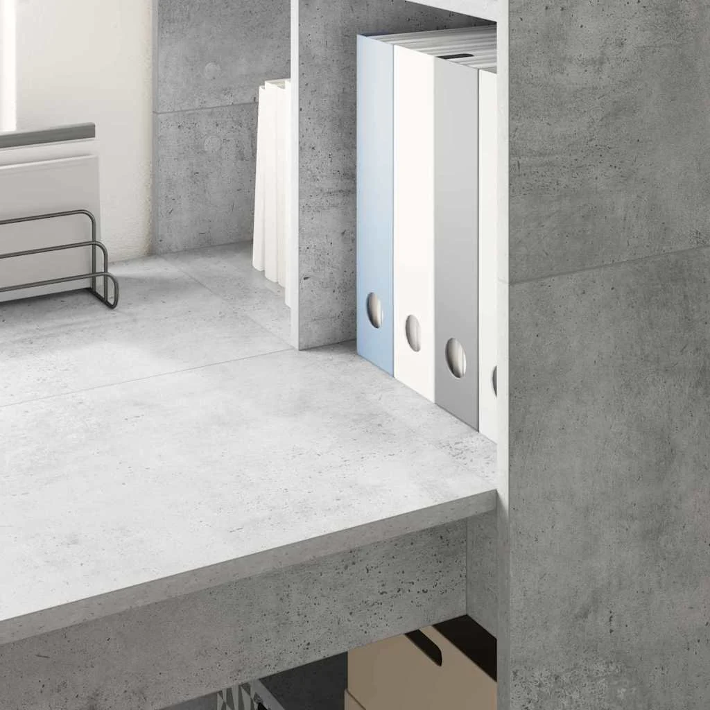 Bureau 122 x 67 x 145 cm gris béton bois d'ingénierie – vue en situation