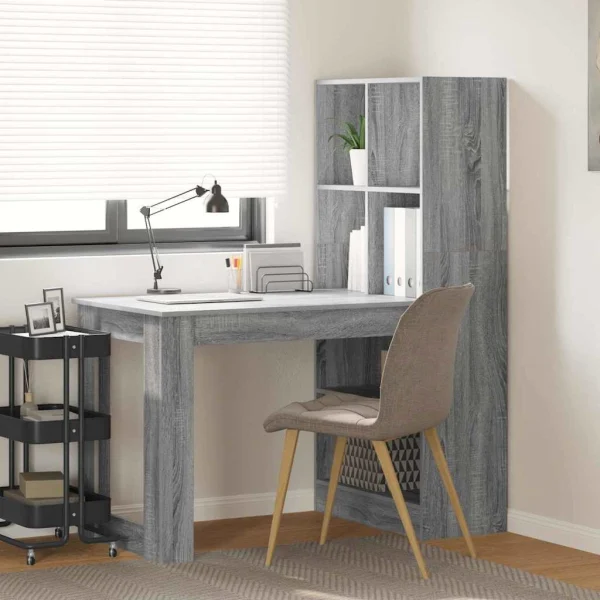 Bureau 122 x 67 x 145 cm sonoma gris bois d'ingénierie – vue d’ensemble