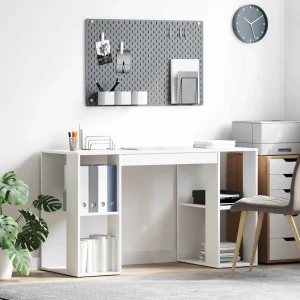 Bureau 130 x 50,5 x 75 cm blanc bois d'ingénierie – vue d’ensemble