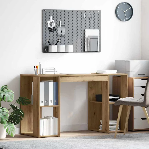 Bureau 130 x 50,5 x 75 cm chêne artisanal bois d'ingénierie – vue d’ensemble