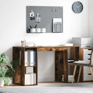 Bureau 130 x 50,5 x 75 cm chêne fumé bois d'ingénierie – vue d’ensemble
