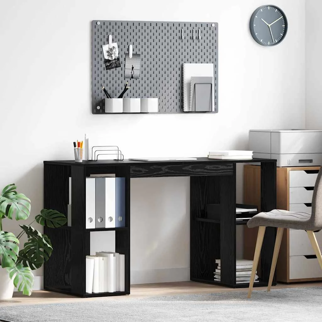 Bureau 130 x 50,5 x 75 cm chêne noir bois d'ingénierie – vue d’ensemble
