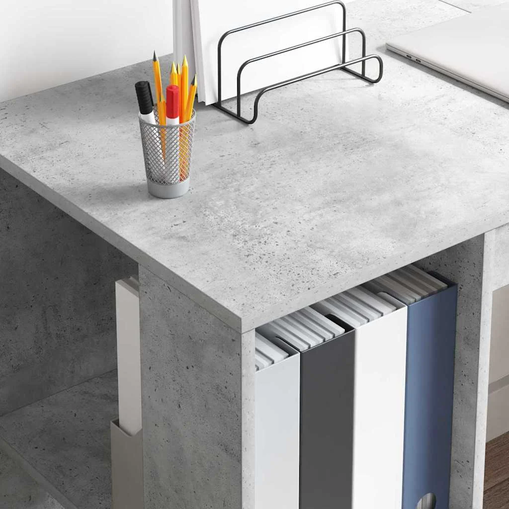 Bureau 130 x 50,5 x 75 cm gris béton bois d'ingénierie – vue en situation