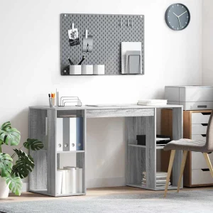 Bureau 130 x 50,5 x 75 cm sonoma gris bois d'ingénierie – vue d’ensemble