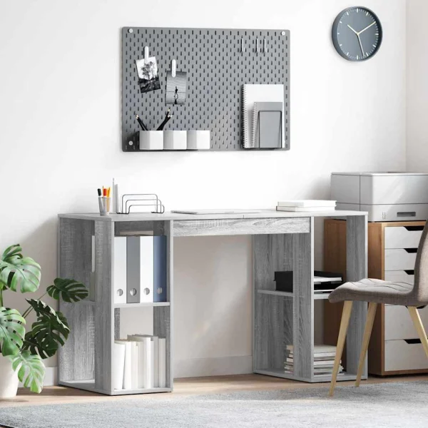 Bureau 130 x 50,5 x 75 cm sonoma gris bois d'ingénierie – vue d’ensemble