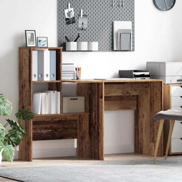 Bureau 131,5 x 50 x 106,5 cm bois ancien bois d'ingénierie – vue d’ensemble